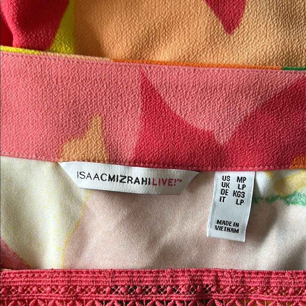Isaac Mizrahi Live! petite printed pebble knit square neck orange floral - Picture 5 of 8